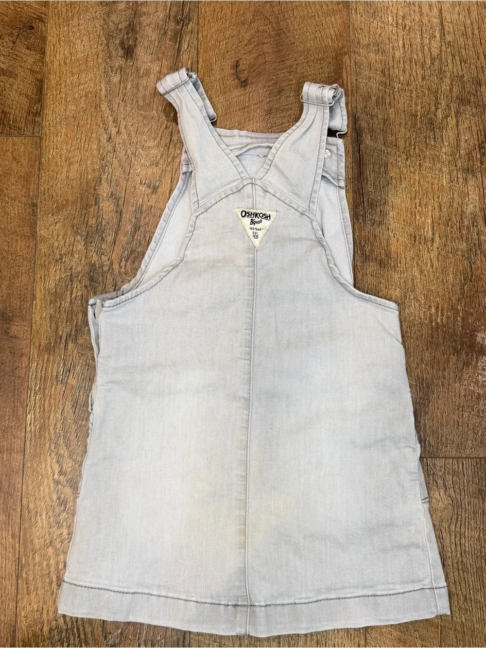 OshKosh B’Gosh Toddler Girl Adjustable Straps Button Down Jean Jumper Gray Demin